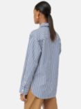 Jigsaw Cotton Poplin Stripe Shirt, White/Blue