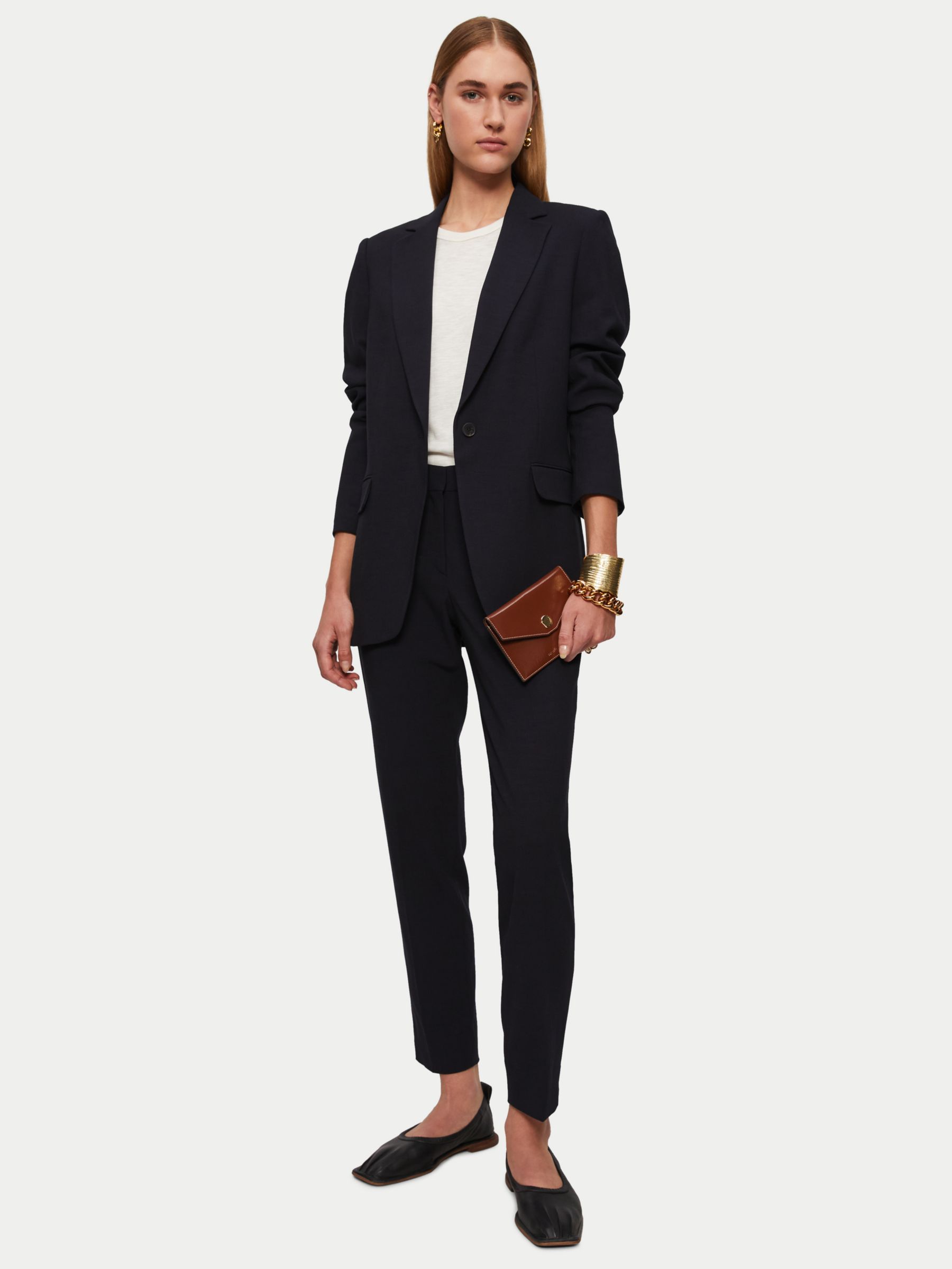 Jigsaw Palmer Tailored Trousers, Navy at John Lewis & Partners