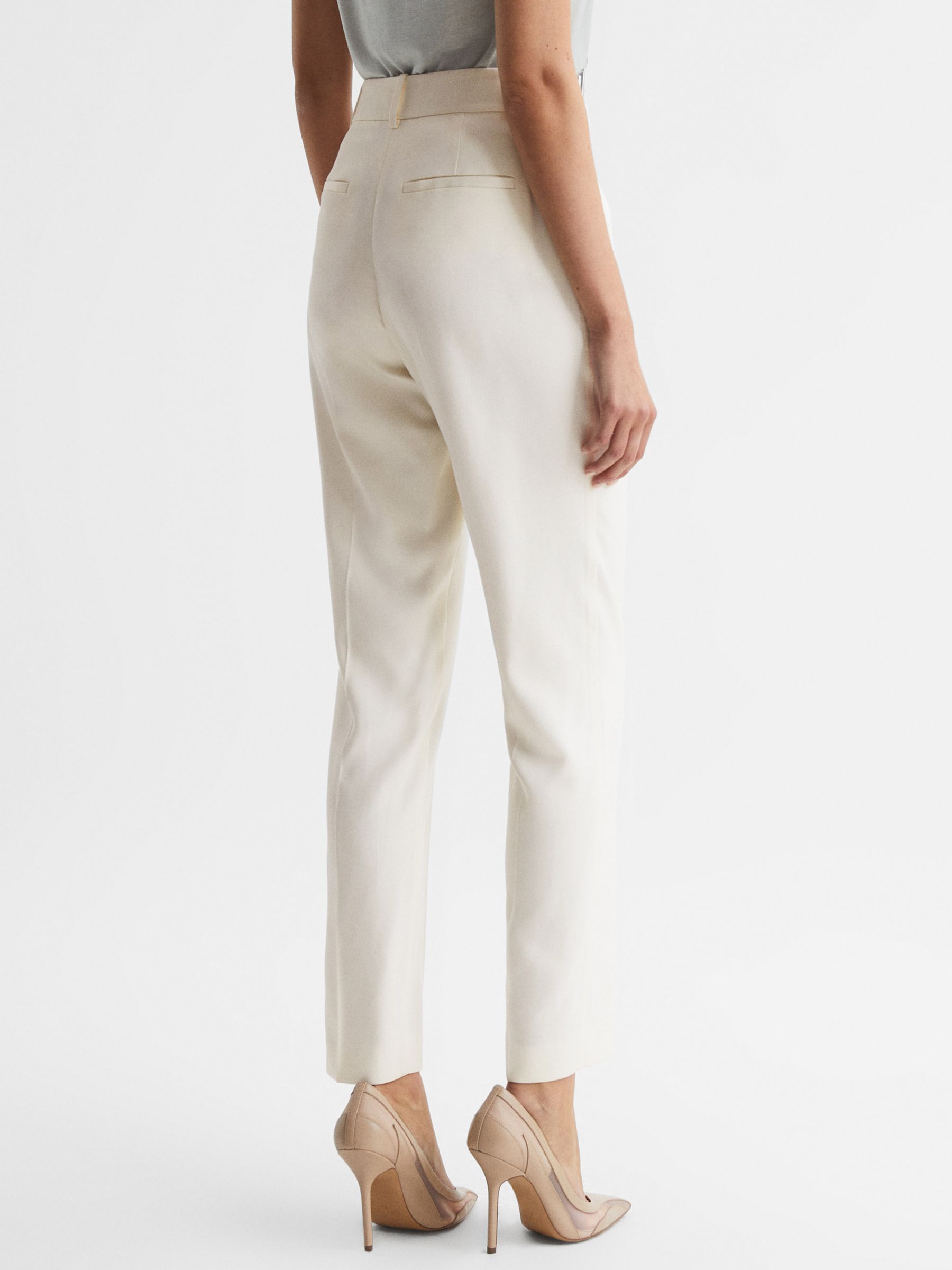 Reiss Petite Ember Slim Fit Trousers, Cream at John Lewis & Partners