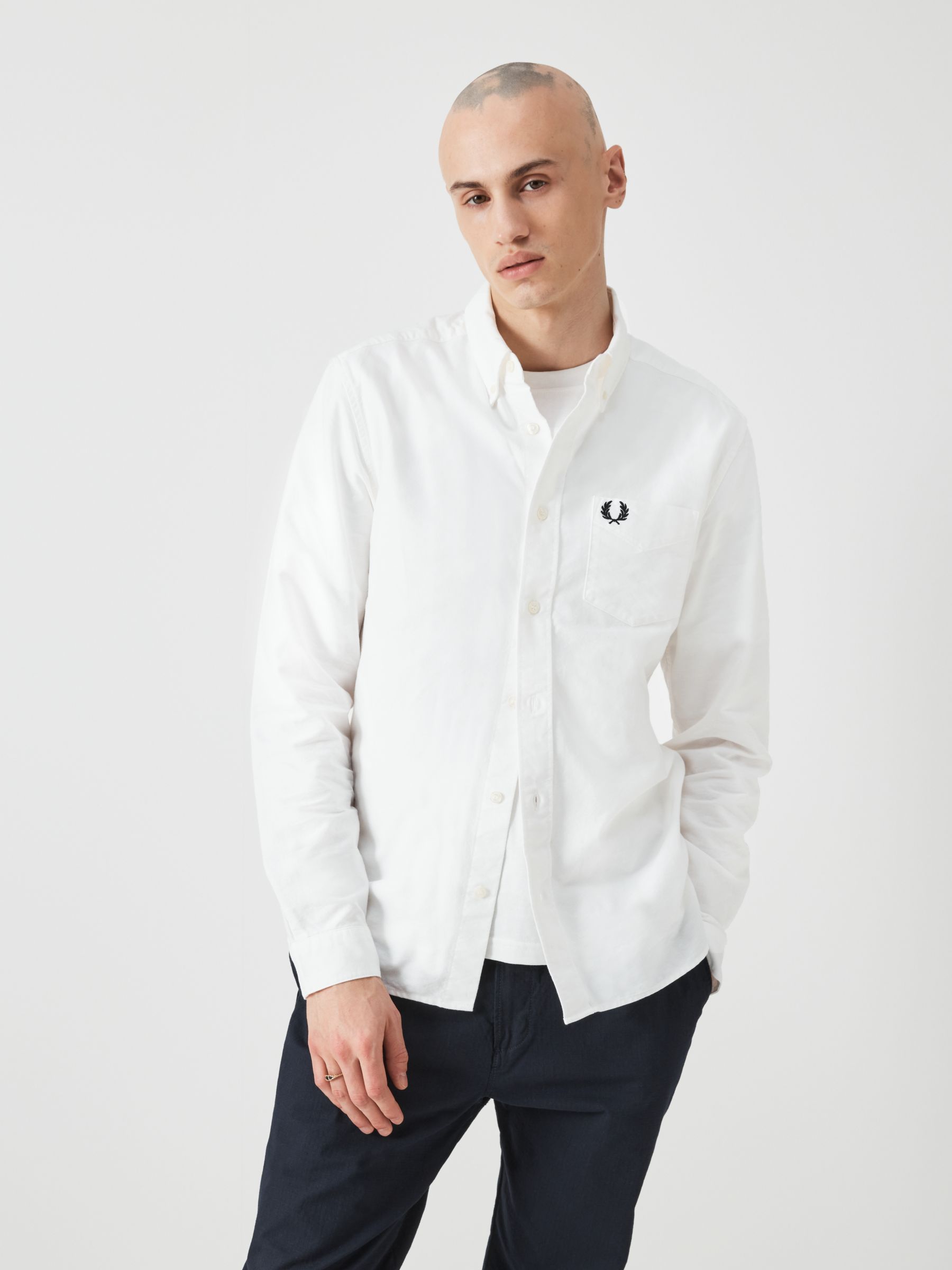 Fred Perry Oxford Shirt, 100 White at John Lewis u0026 Partners