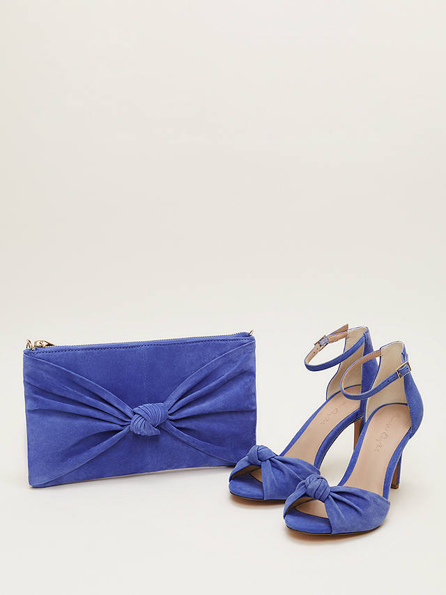 Phase Eight Suede Knot Front Clutch, Foxglove Blue