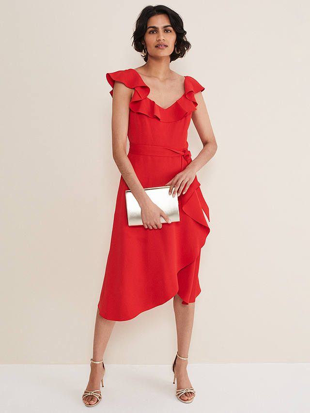 Phase Eight Taitana Wrap Dress, Red at John Lewis & Partners