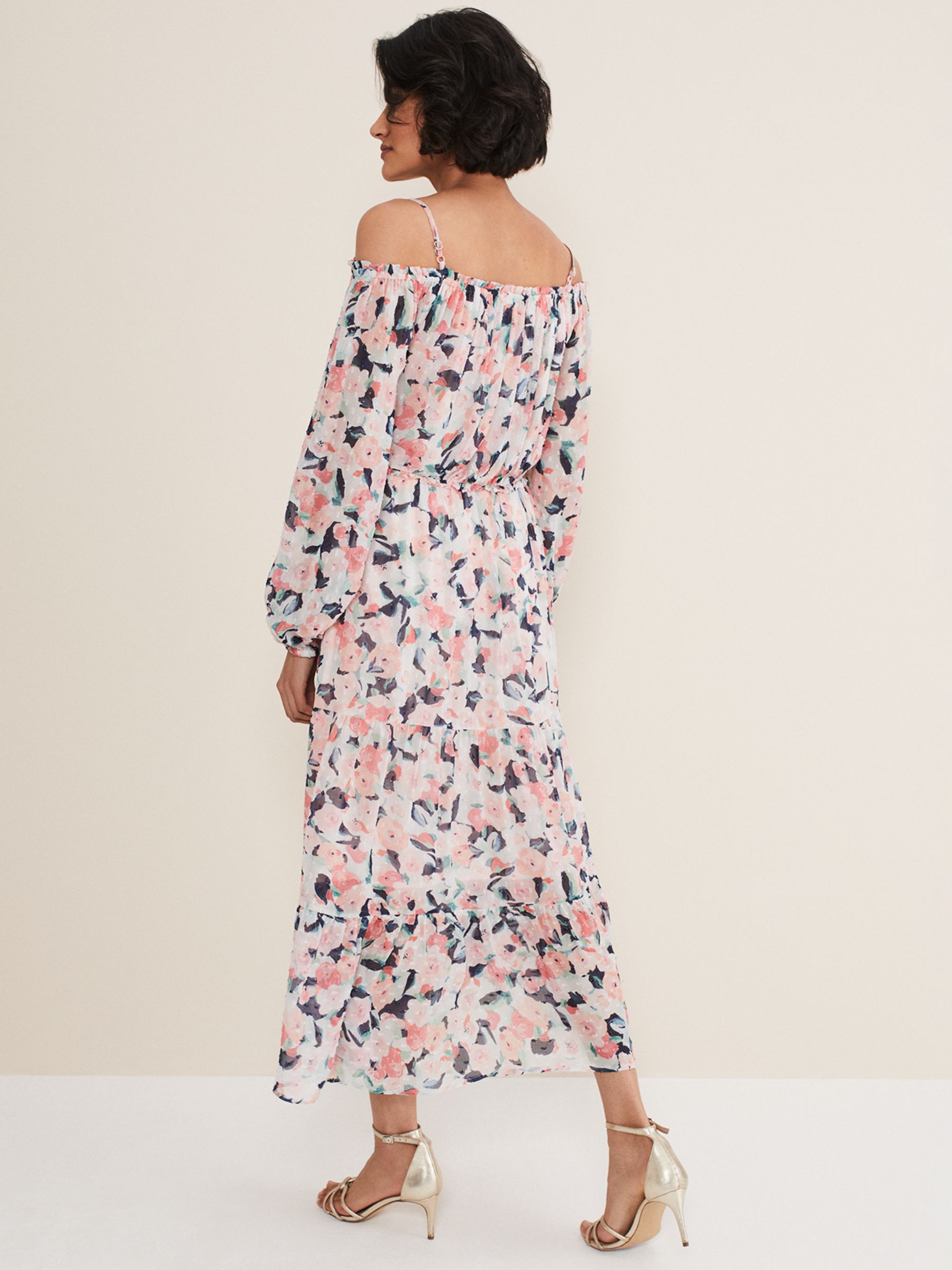 Phase Eight Vicky Off Shoulder Floral Midi Dress, Multi, 6