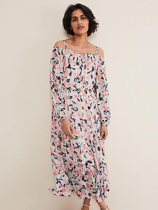 Phase Eight Vicky Off Shoulder Floral Midi Dress, Multi