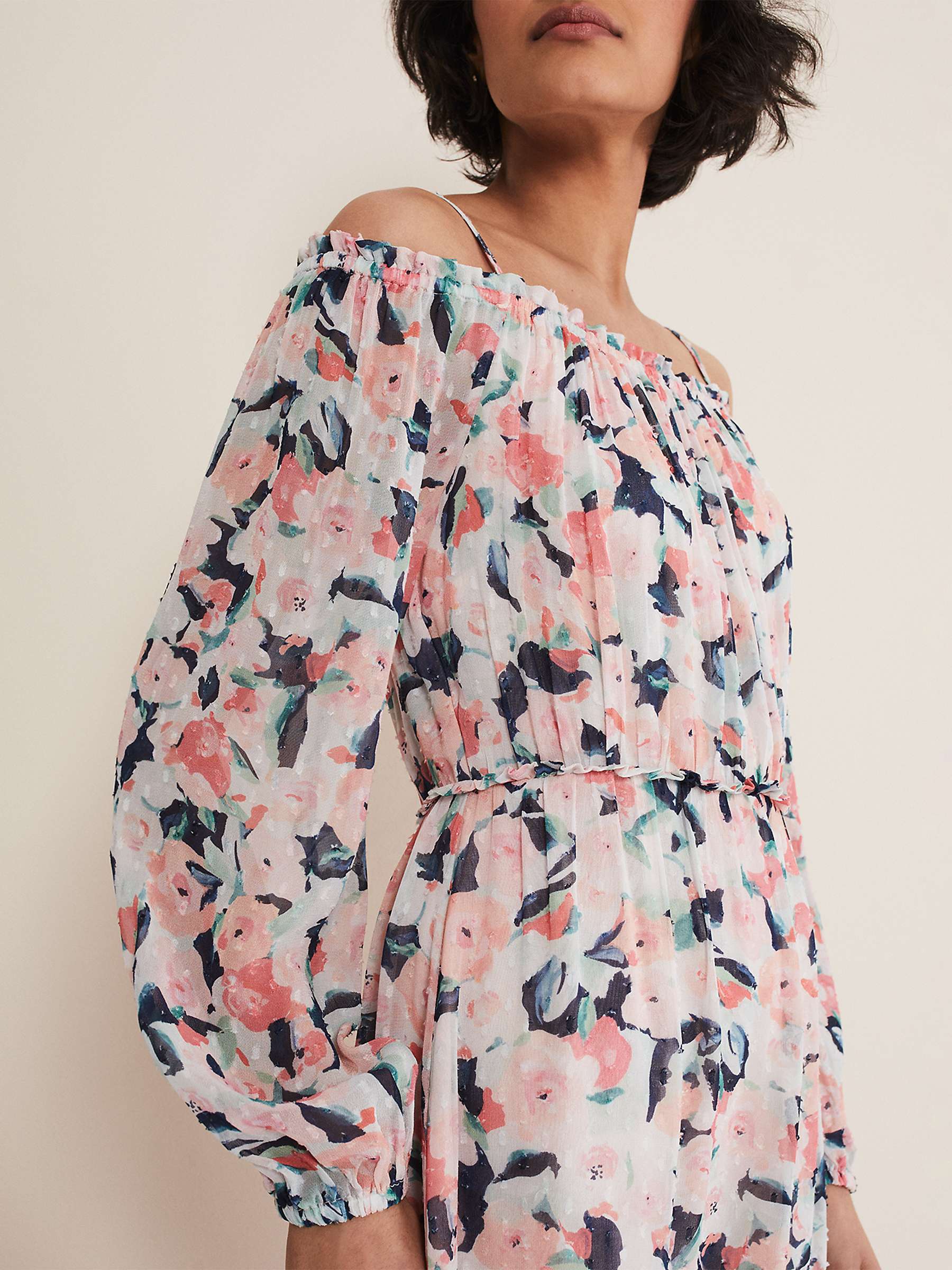 Buy Phase Eight Vicky Off Shoulder Floral Midi Dress, Multi Online at johnlewis.com