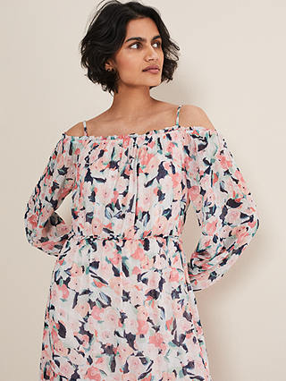 Phase Eight Vicky Off Shoulder Floral Midi Dress, Multi