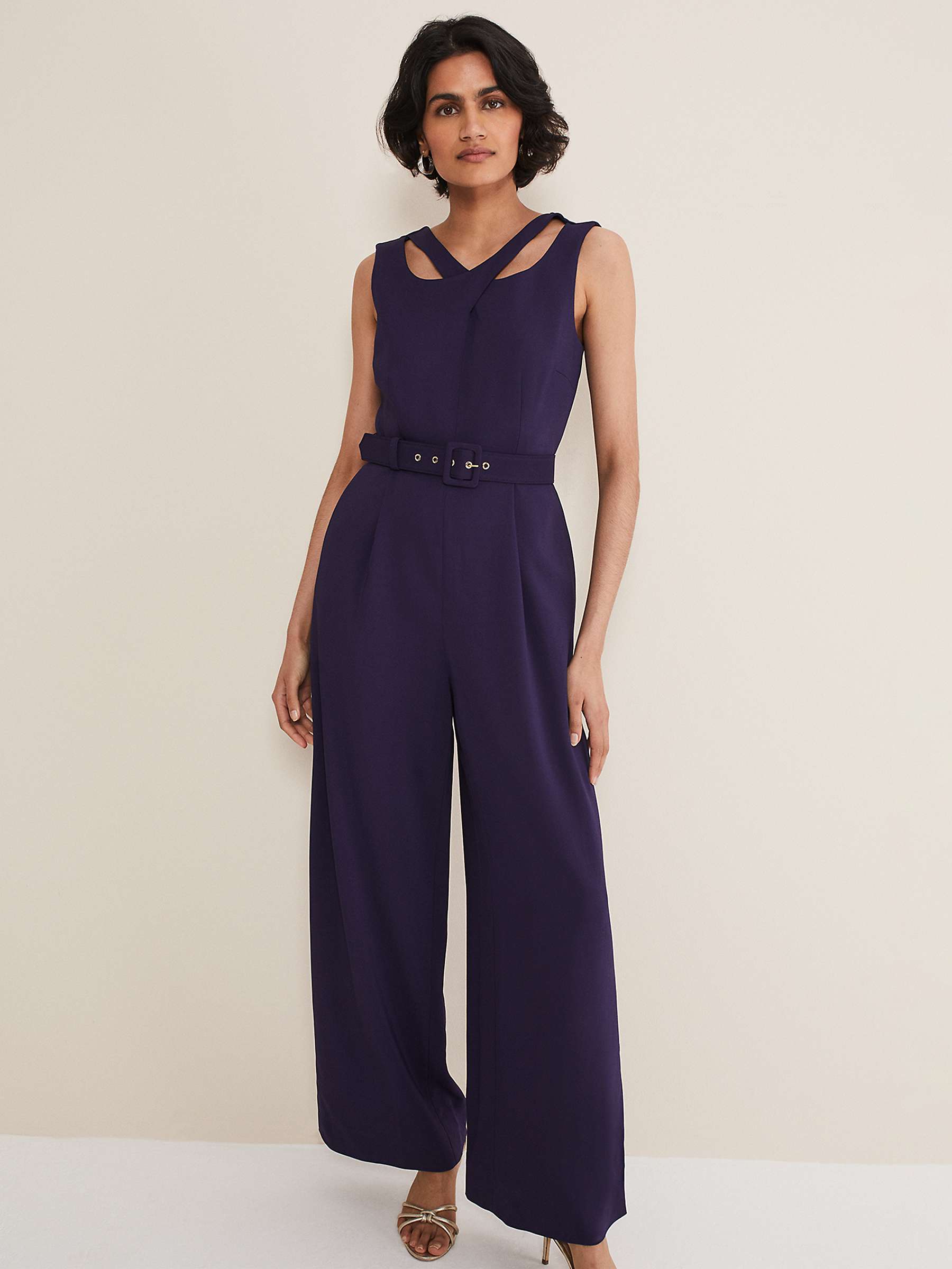 Phase Eight Anna Cutout Belted Jumpsuit, Ink at John Lewis & Partners
