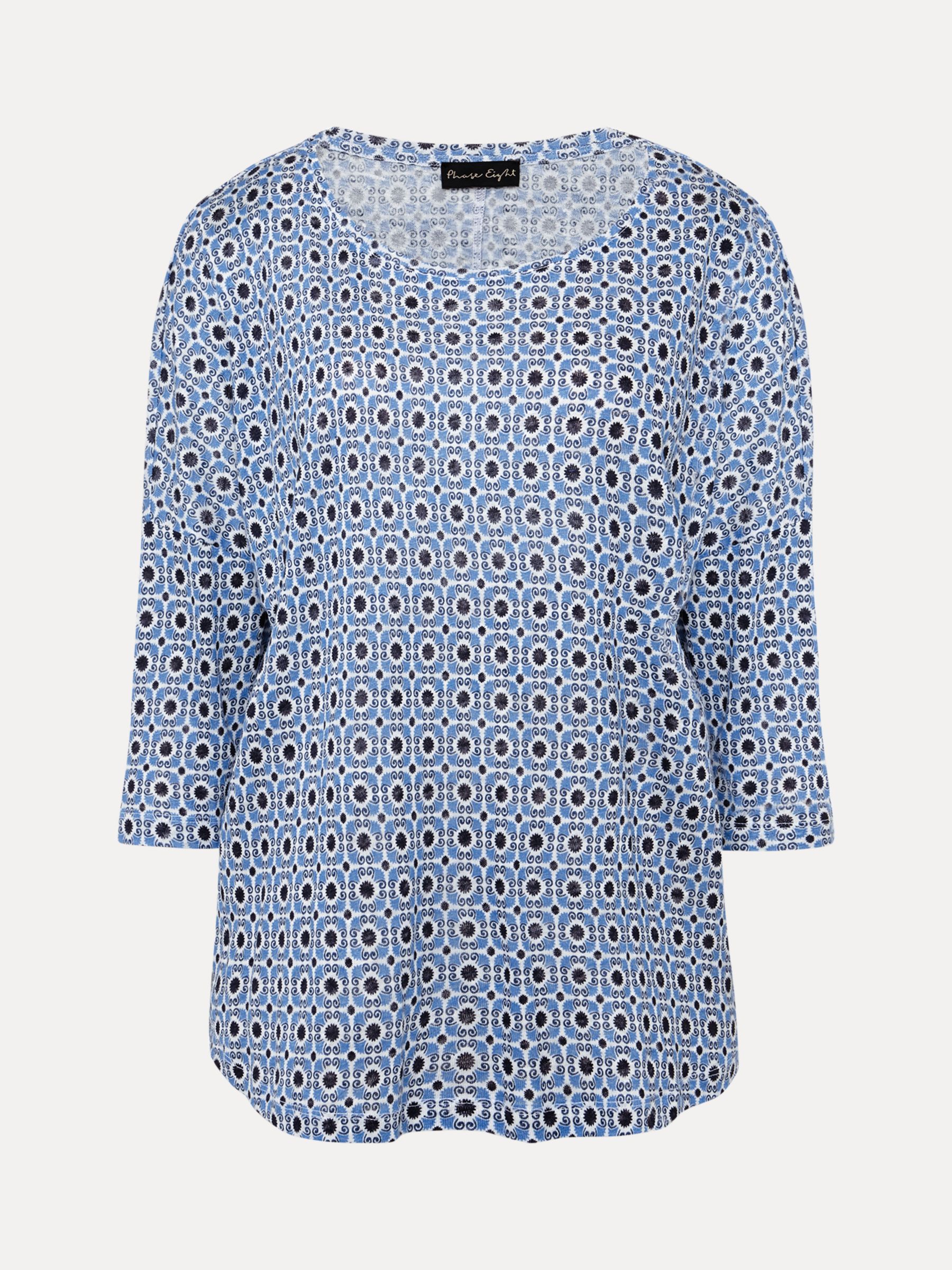 Phase Eight Hadleigh Abstract Print Linen Top, Blue