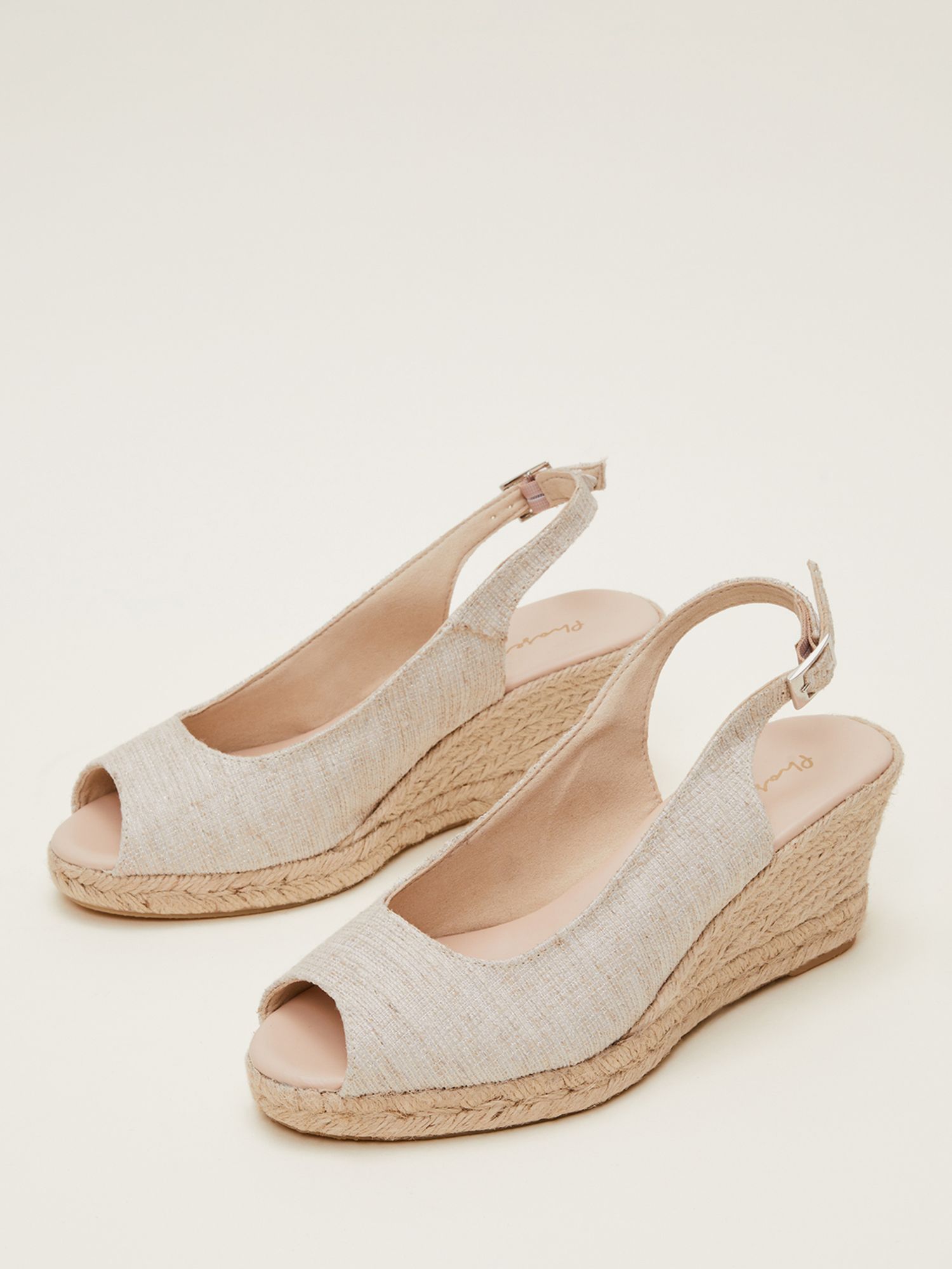 Buy Phase Eight Peeptoe Espadrilles, Metallic Online at johnlewis.com