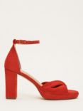 Phase Eight Plain Open Toe Suede Sandal, Red