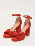 Phase Eight Plain Open Toe Suede Sandal, Red