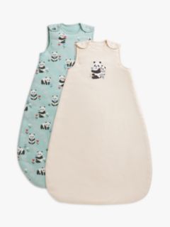 John Lewis Panda Baby Sleeping Bag, 1.5-2.5 Tog, Pack of 2, Multi, 0-6 months