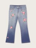 Monsoon Kid's Floral Embroidered Jeans, Blue/Multi