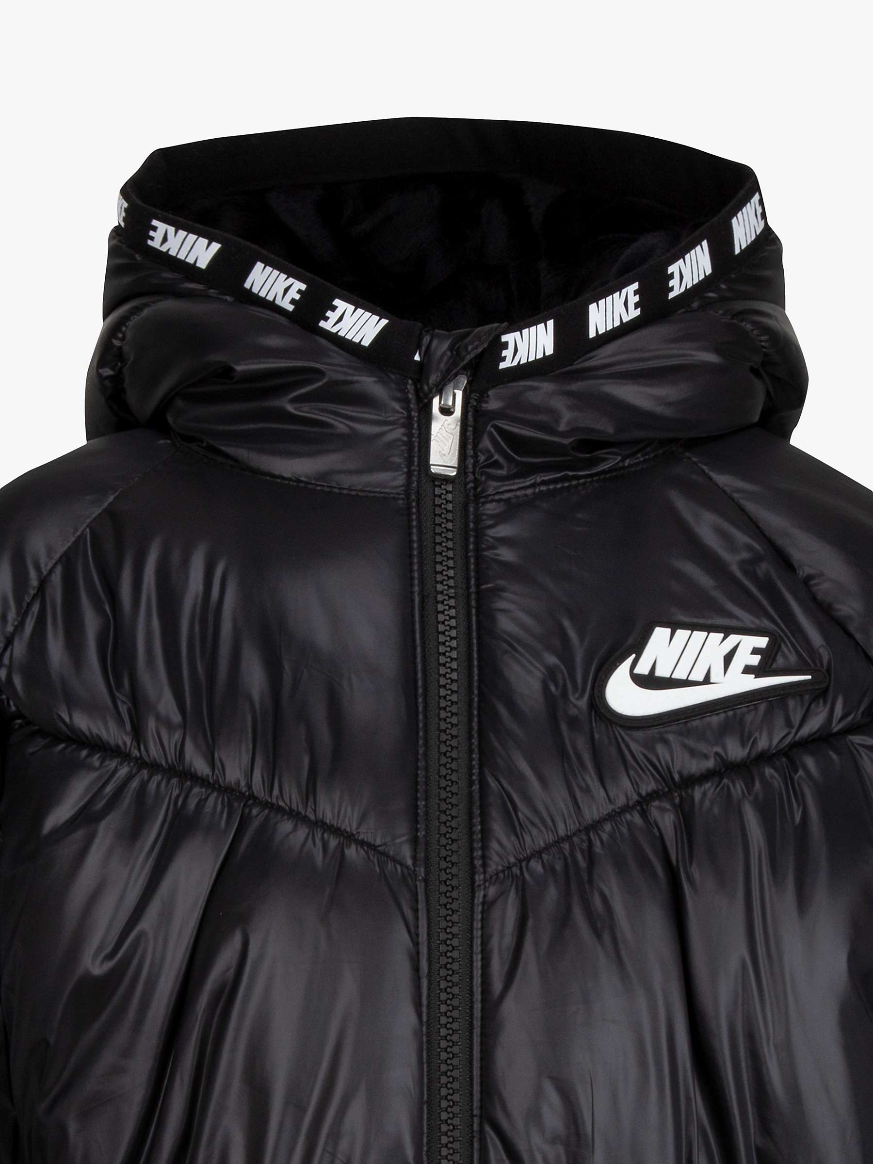 Nike Kids' Chevron Padded Jacket, Black at John Lewis & Partners