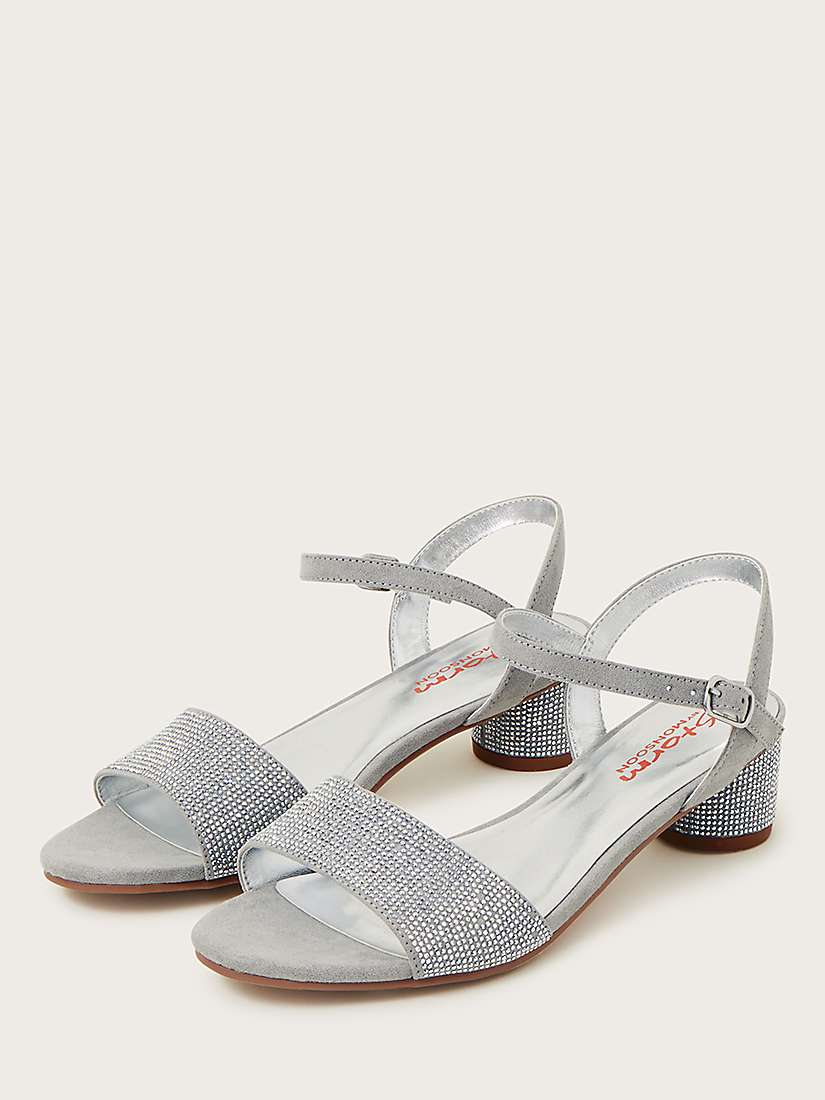 Buy Monsoon Kids' Stud Detail Heeled Sandals, Silver Online at johnlewis.com