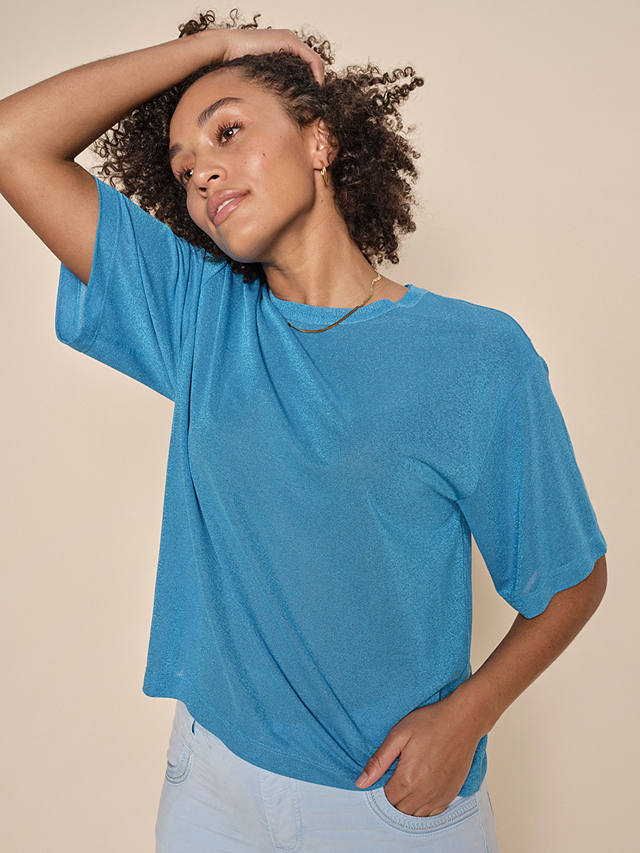 MOS MOSH  Kit Lurex Short Sleeve T-Shirt, Blue Aster