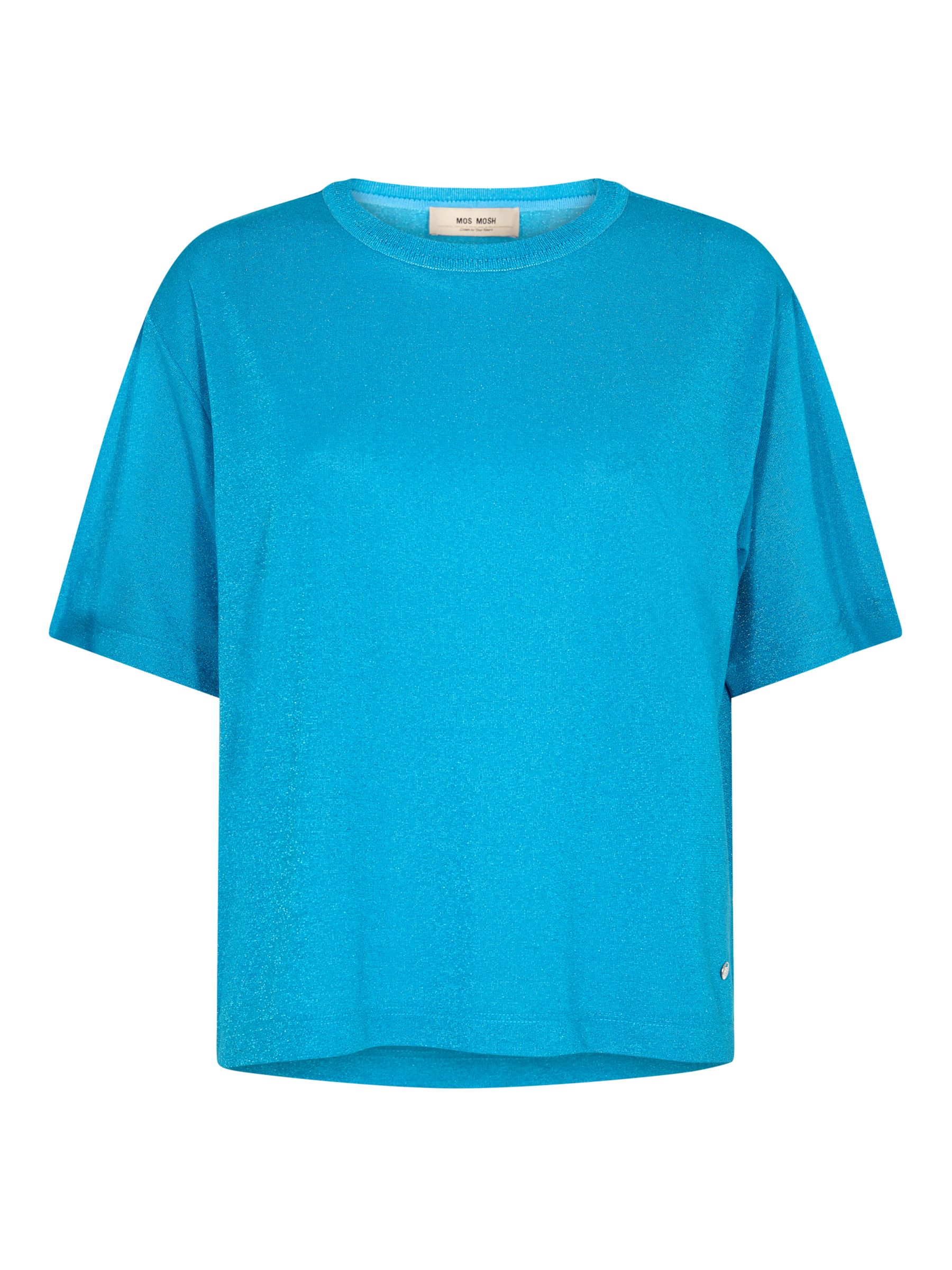MOS MOSH Kit Lurex Short Sleeve T-Shirt, Blue Aster at John Lewis ...