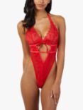 Wolf & Whistle Dee Eyelash Lace and Mesh Body, Red