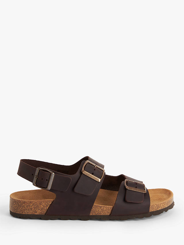 John Lewis Leather Backstrap Footbed Sandals, Dark Brown
