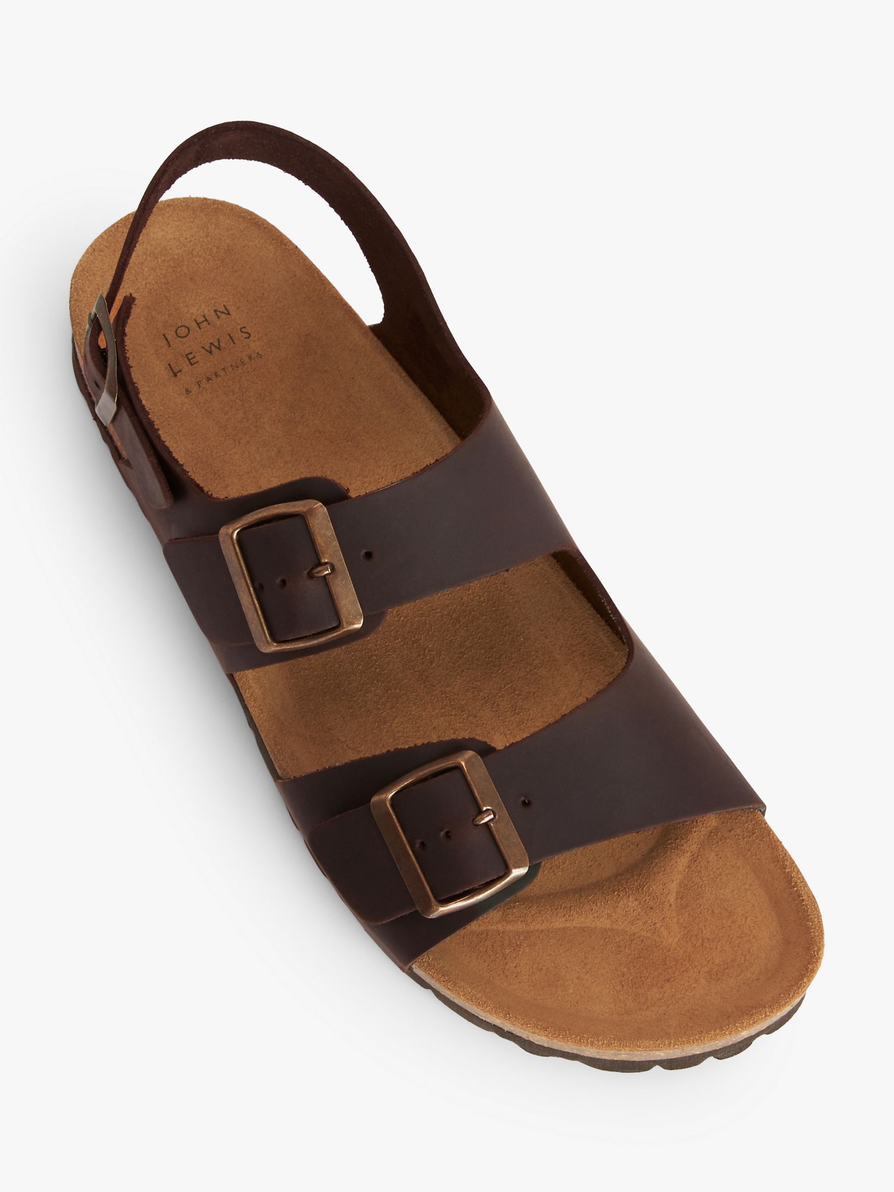 Buy John Lewis Leather Backstrap Footbed Sandals, Dark Brown Online at johnlewis.com