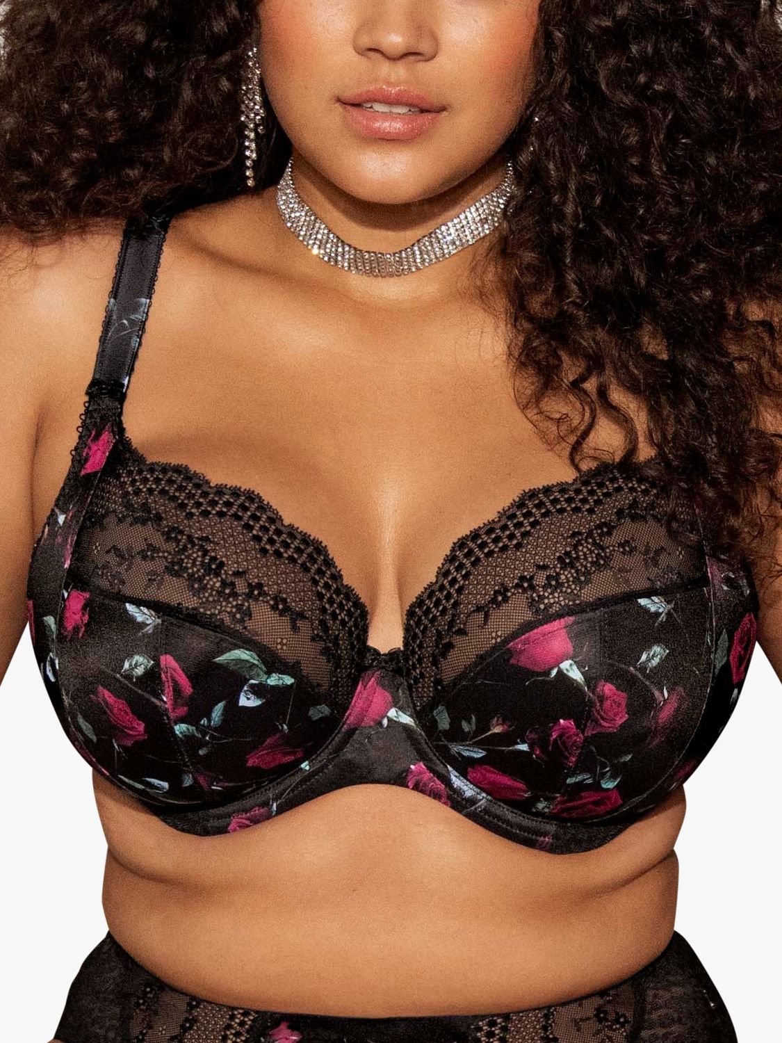 New Ladies Oversized Push Up Padded Dog Tooth Print Bow Lace Bras