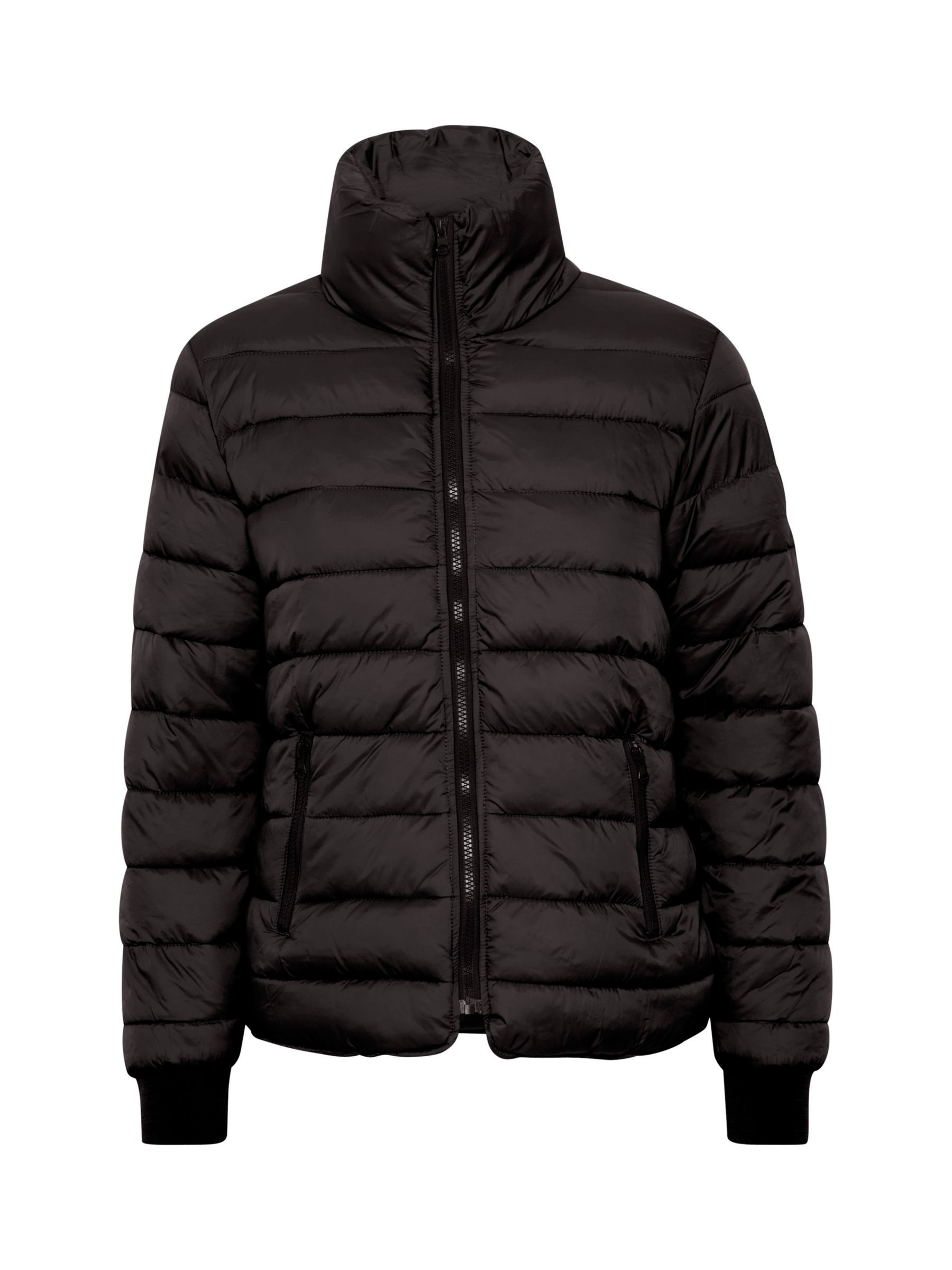 KAFFE Lira Zipped Puffer Jacket, Black Deep at John Lewis & Partners