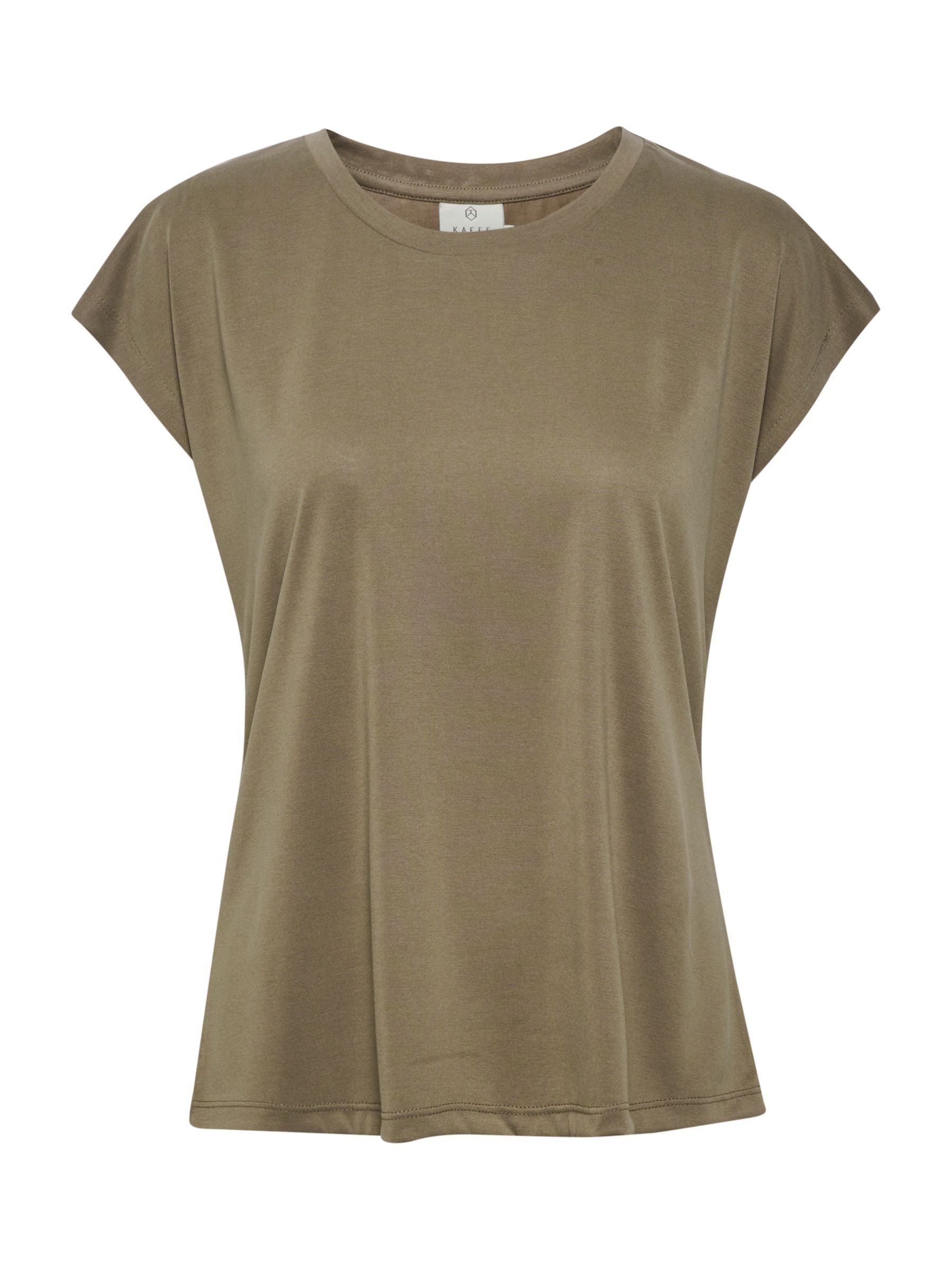 Buy KAFFE Lise Marie Cap Sleeve T-Shirt, Taupe Brown Online at johnlewis.com