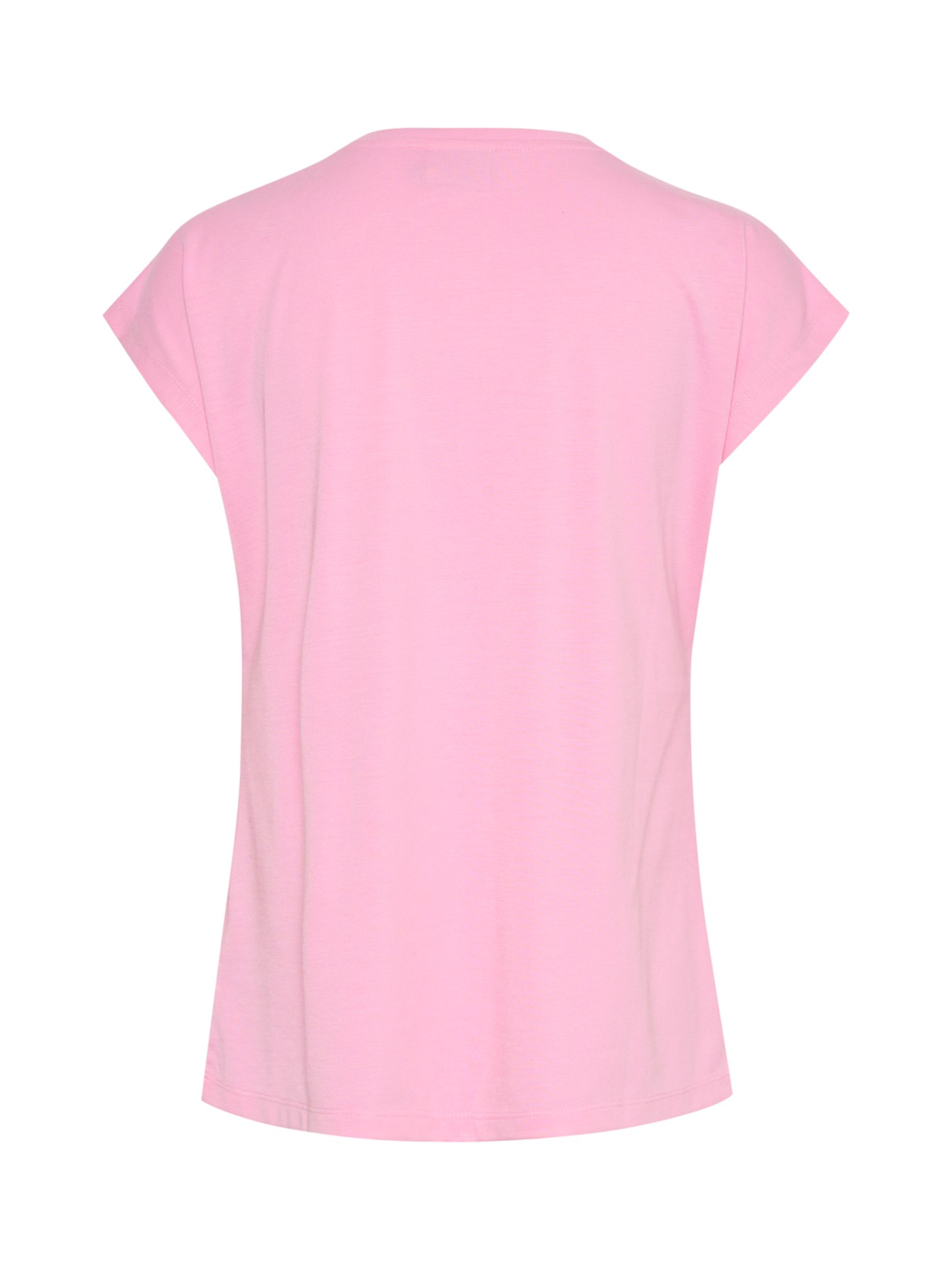 KAFFE Lise V-Neck T-Shirt, Pink Frosting at John Lewis & Partners