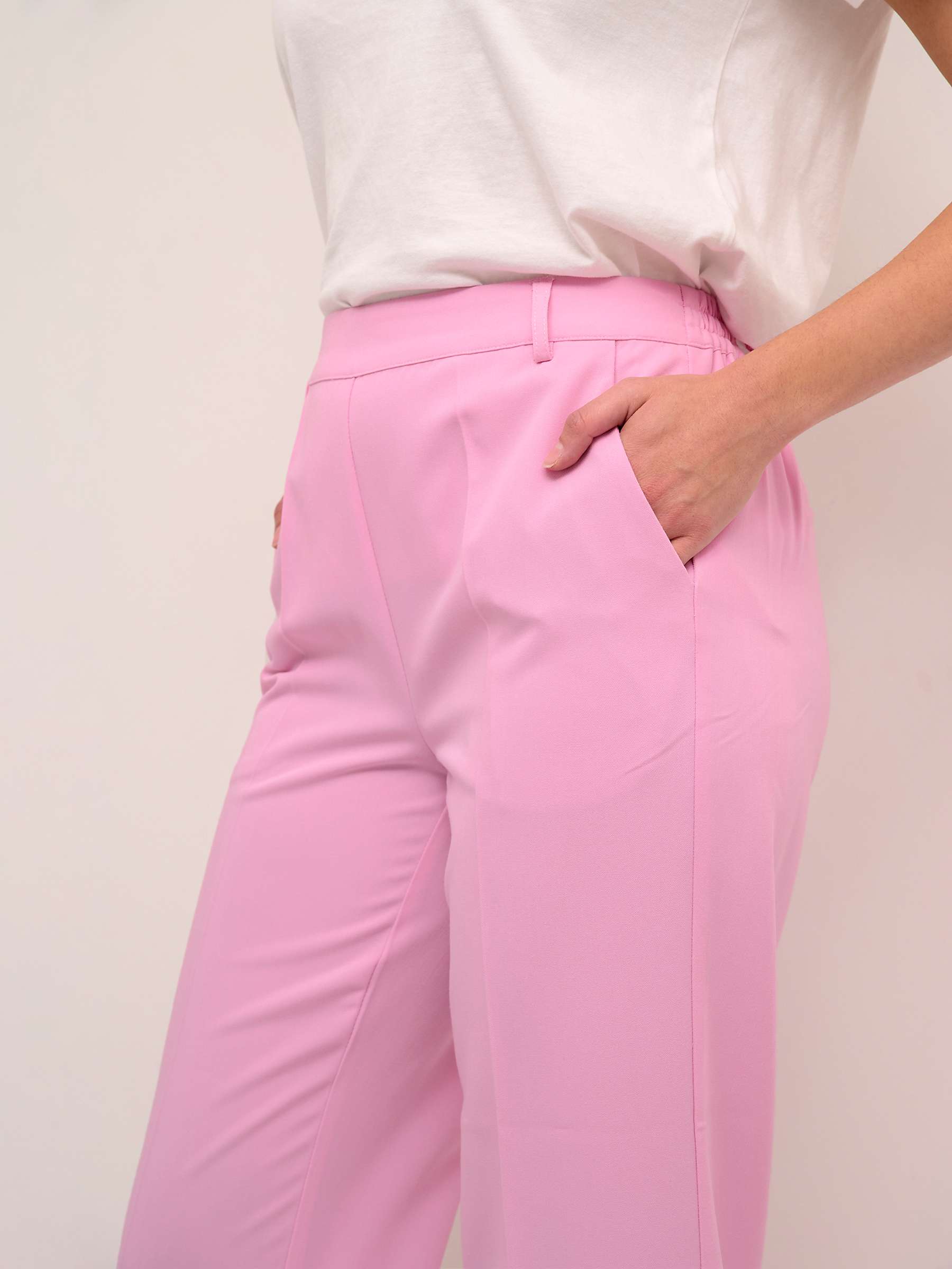 KAFFE Sakura Cropped Trousers, Pink Frosting at John Lewis & Partners