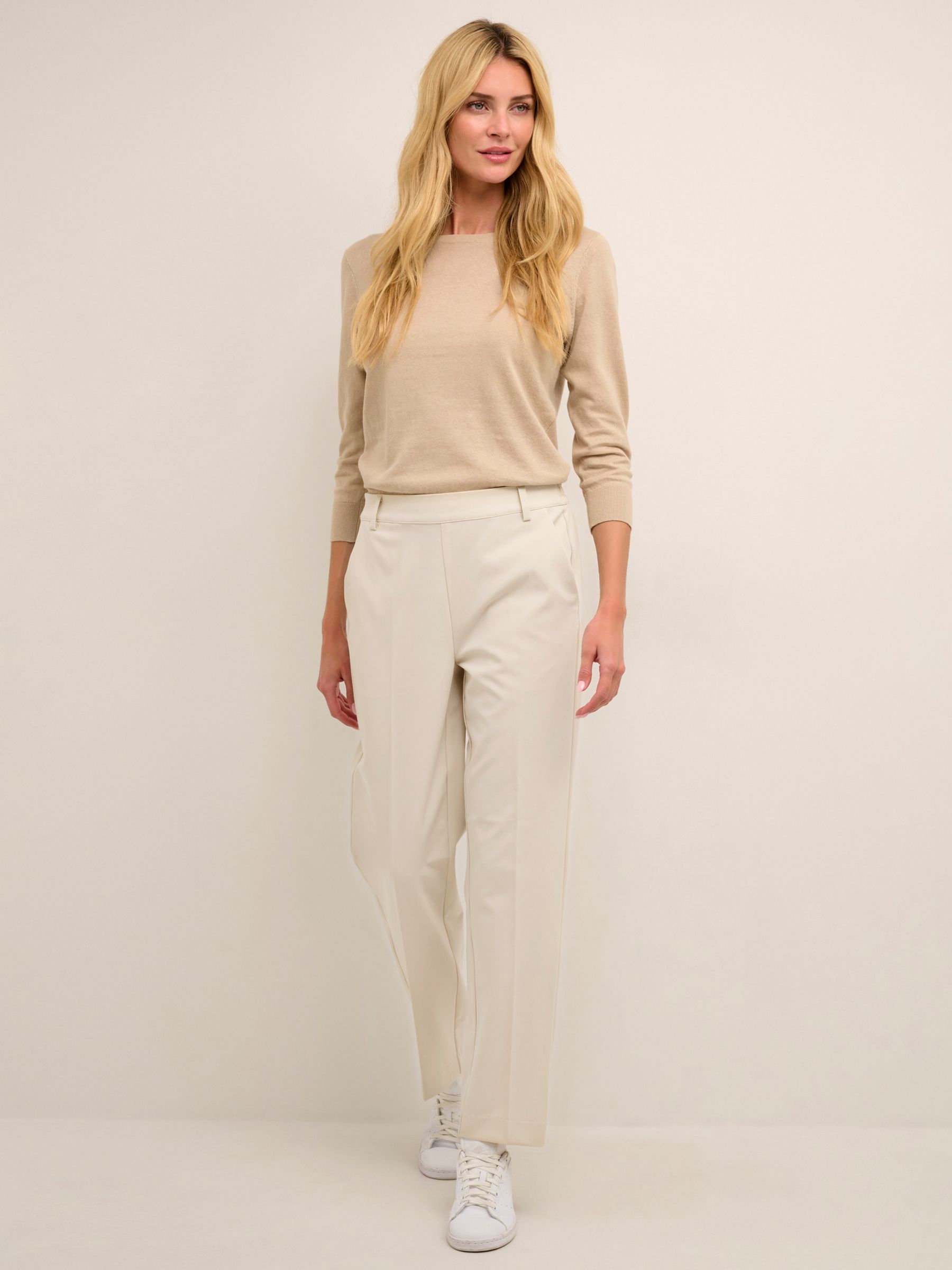 KAFFE Sakura Slim Tailored Trousers, Antique White at John Lewis & Partners