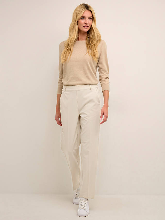 KAFFE Sakura Slim Tailored Trousers, Antique White at John Lewis & Partners