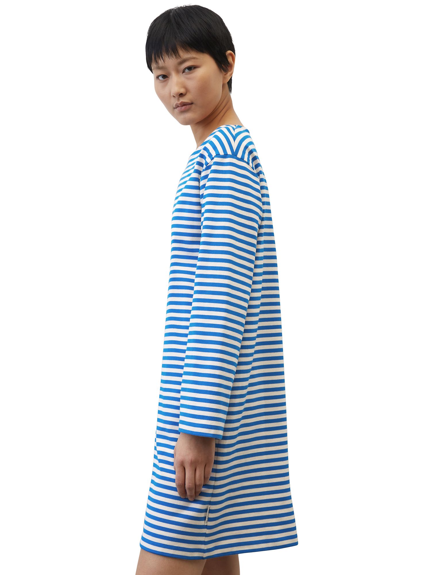 Marc O'Polo Flared Striped Dress, Multi/Vibrant Blue, XS