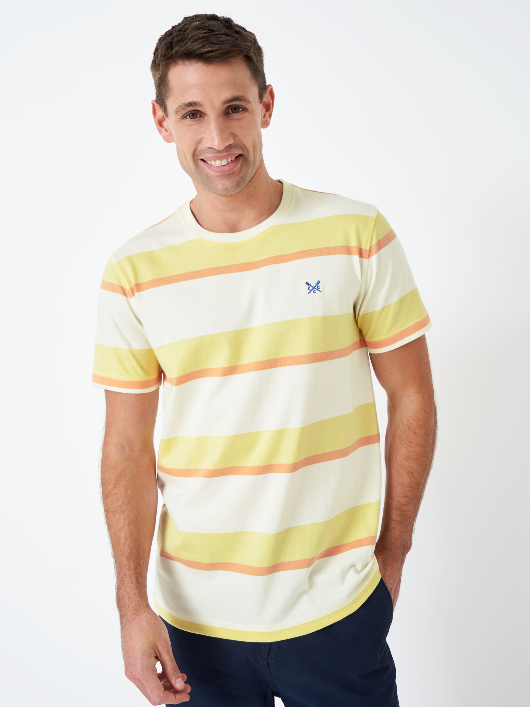 Crew Clothing Stripe T-Shirt, Lemon Yellow, XS