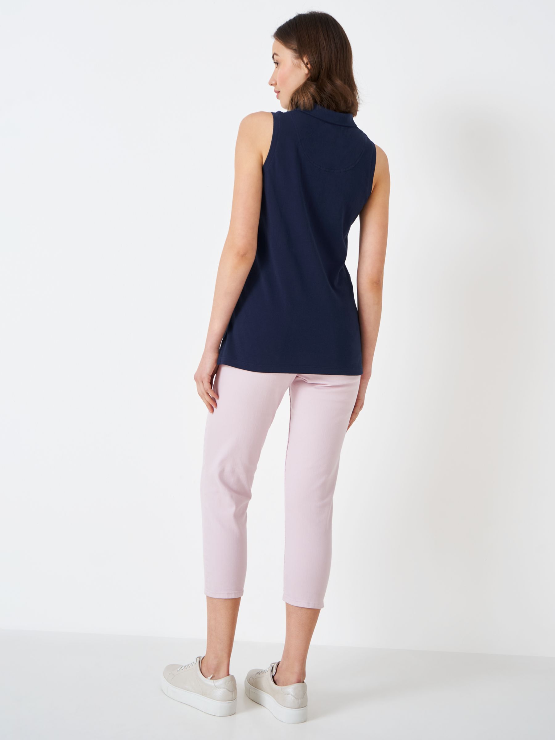 Buy Crew Clothing Sleeveless Polo Top, Navy Blue Online at johnlewis.com