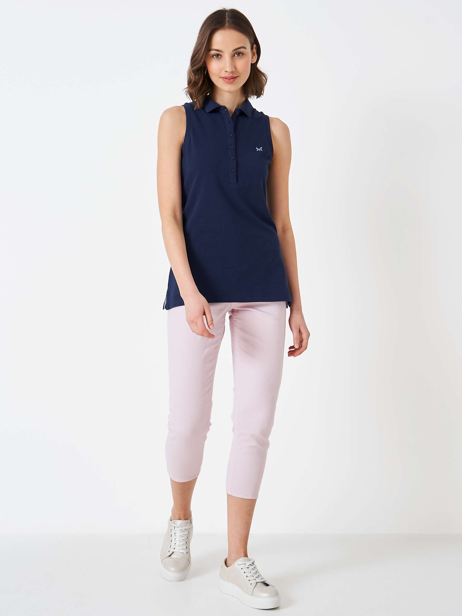 Buy Crew Clothing Sleeveless Polo Top, Navy Blue Online at johnlewis.com