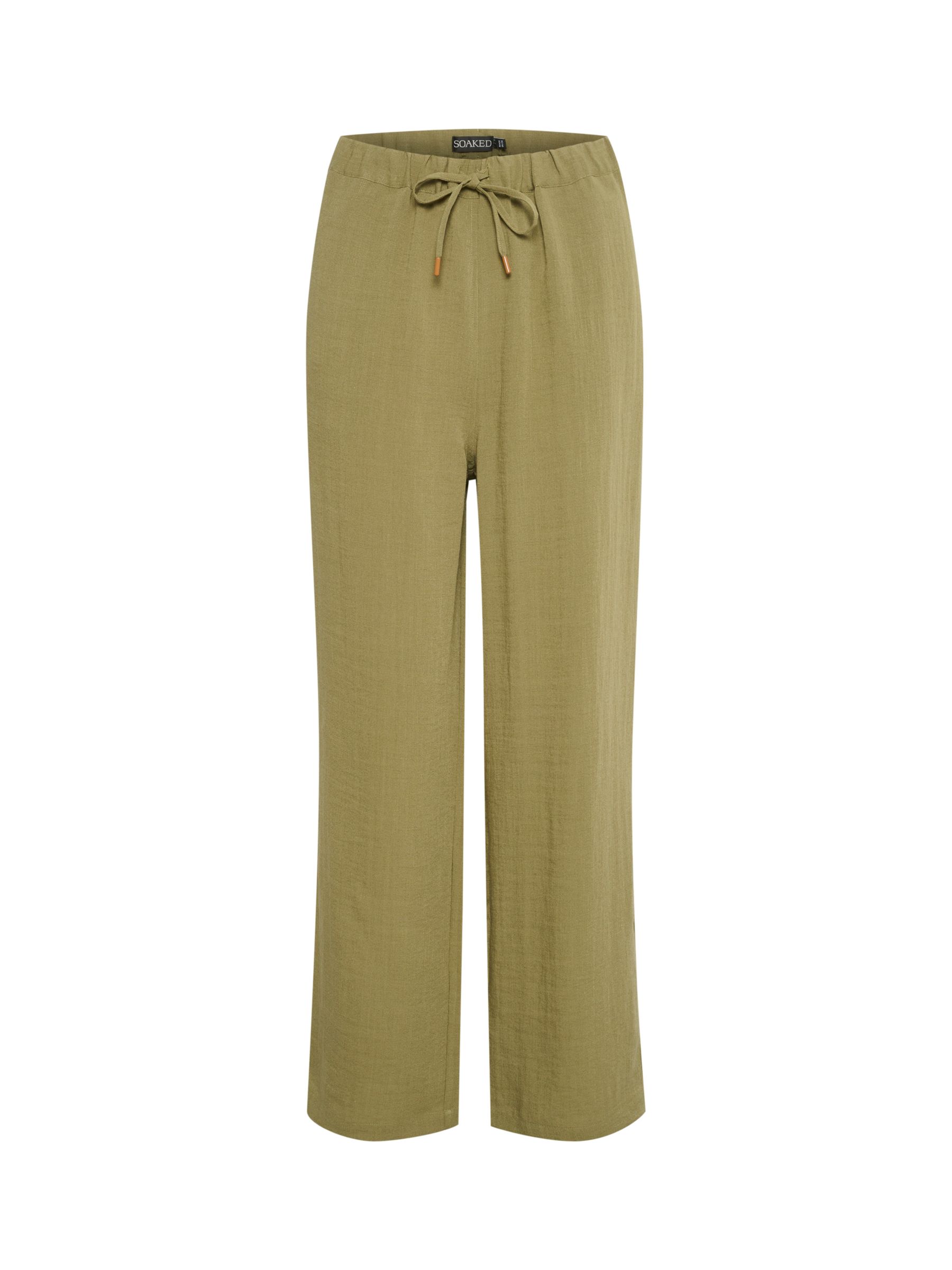 Soaked In Luxury Camile Plain Flared Trousers, Loden Green at John ...