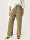 Soaked In Luxury Camile Plain Flared Trousers, Loden Green