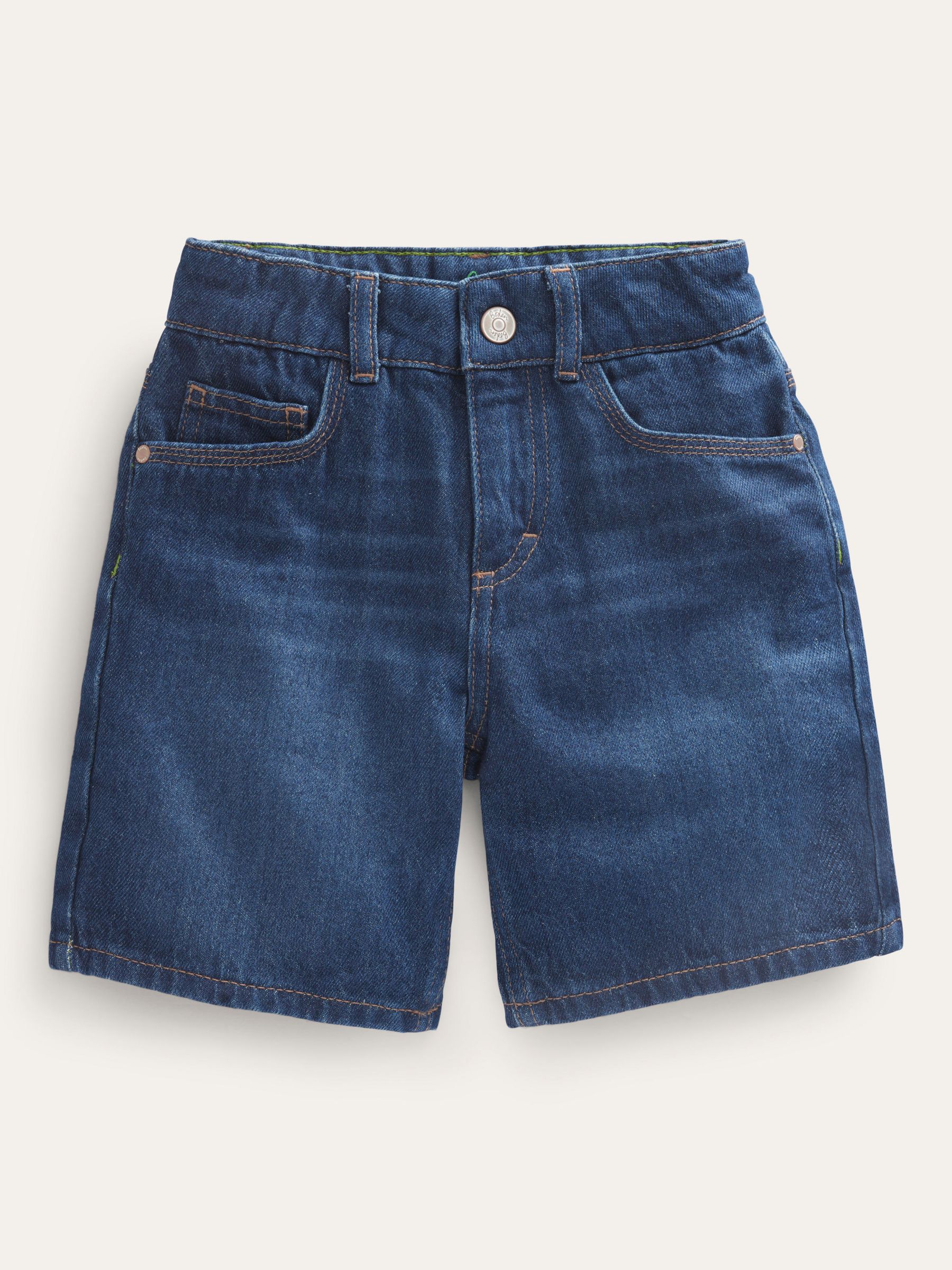Mini Boden Boy's Relaxed Fit Denim Shorts, Dark Vintage