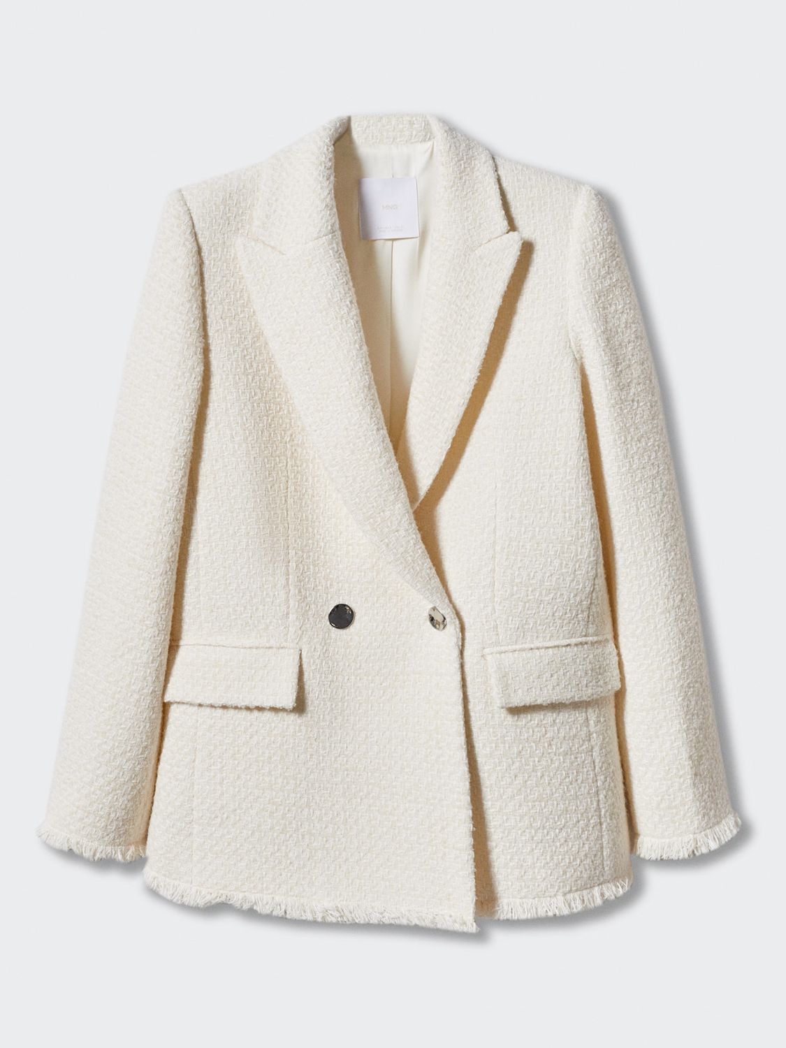 Mango Quintin Tweed Blazer, Light Beige, XXS