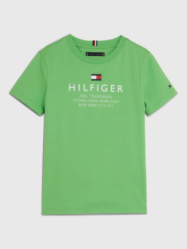 Tommy Hilfiger Kids' Short Sleeve TH Logo T-Shirt, Spring Lime, 3