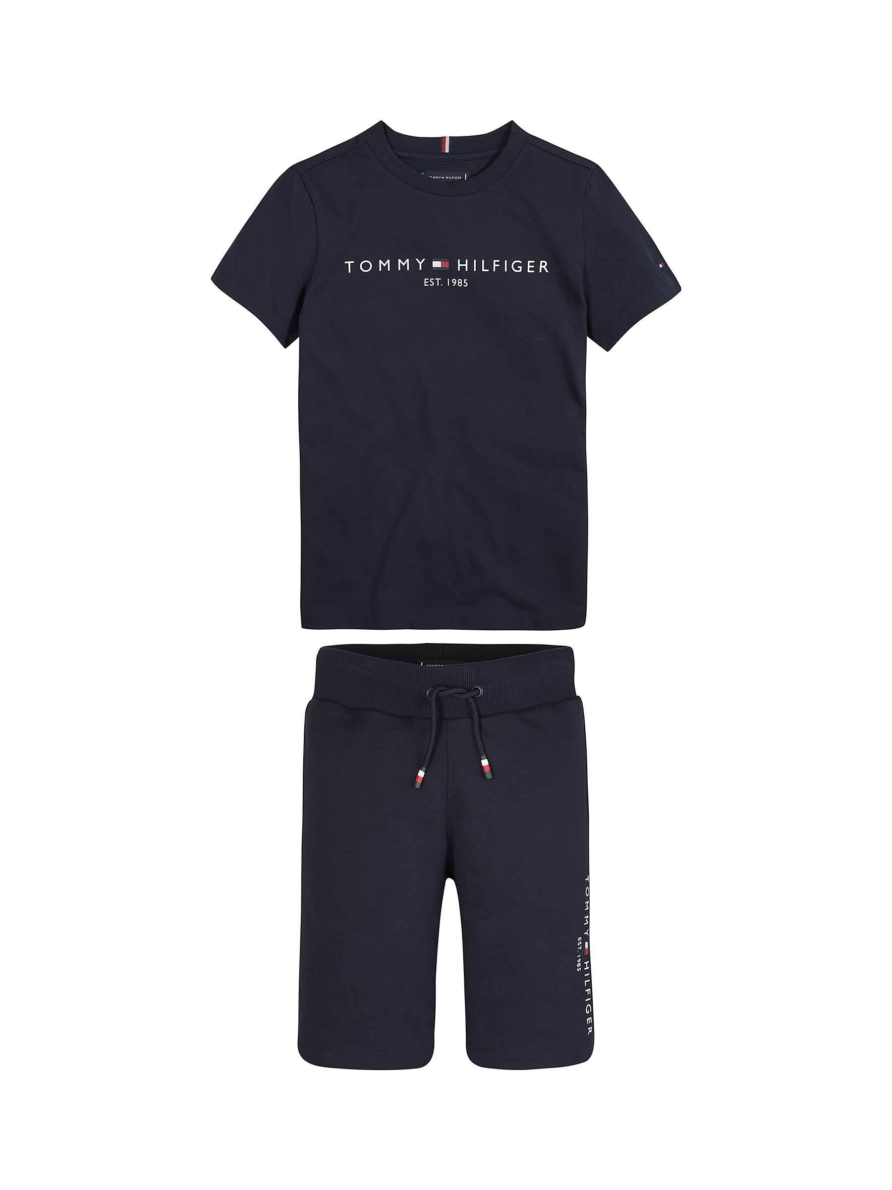 Buy Tommy Hilfiger Kids' Logo Embroidered Cotton T-Shirt & Short Set, Black Online at johnlewis.com