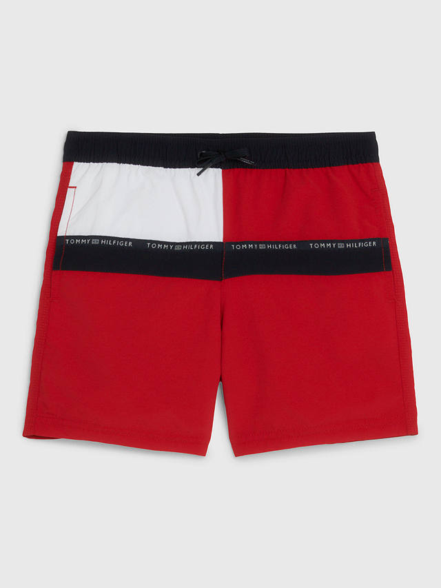 Tommy Hilfiger Kids' Core Flag Swim Shorts, Primary Red