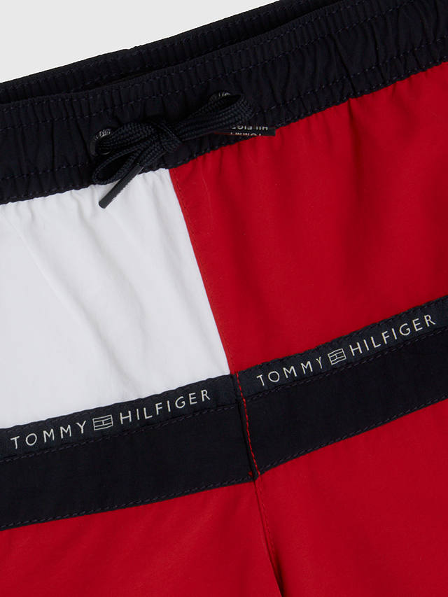 Tommy Hilfiger Kids' Core Flag Swim Shorts, Primary Red