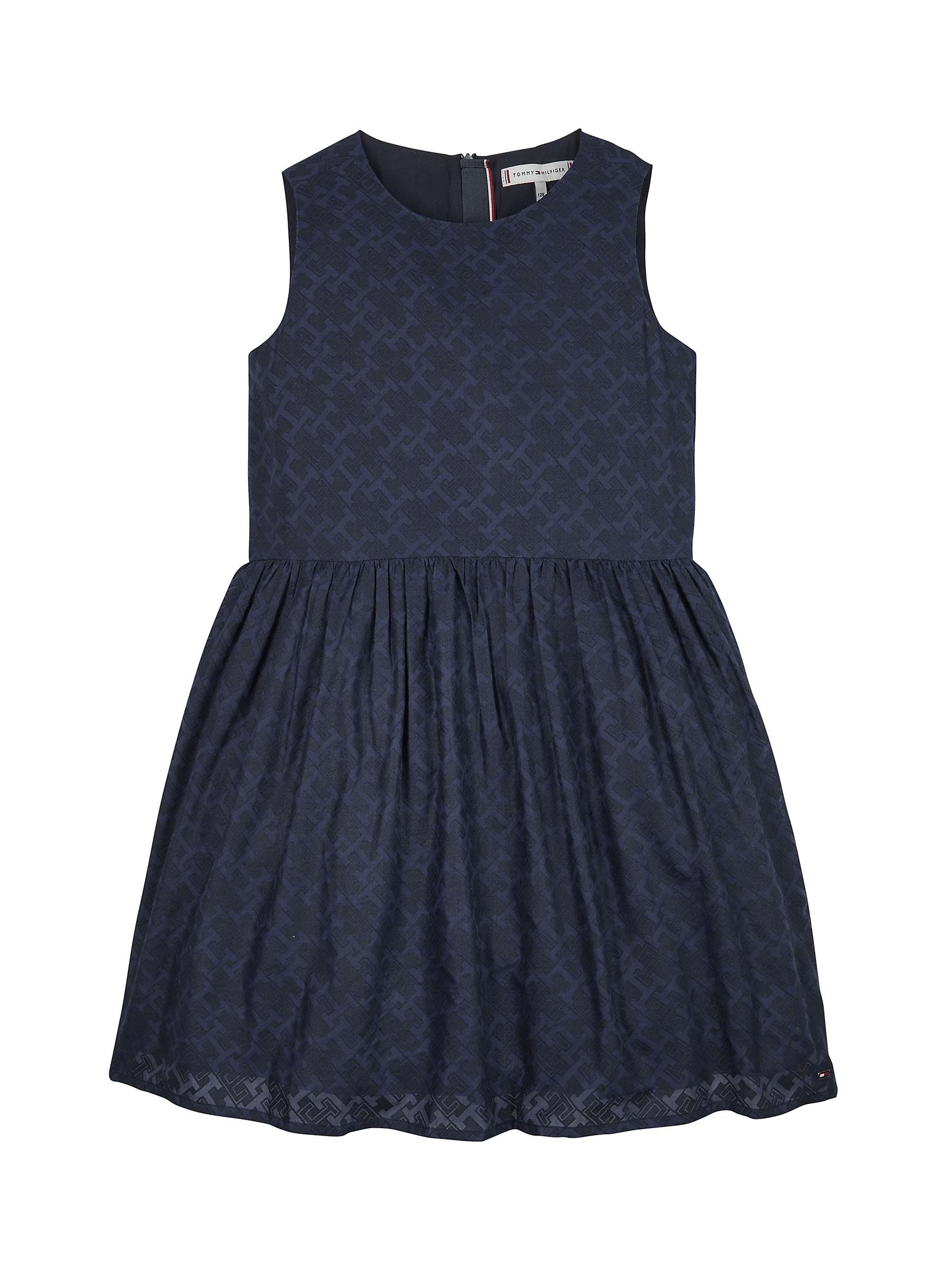 Buy Tommy Hilfiger Kids' Organic Cotton Embroidered Monogram Dress, Desert Sky Online at johnlewis.com
