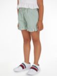 Tommy Hilfiger Kids' Striped Ruffled Cotton Shorts, Spring Lime Stripe