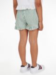 Tommy Hilfiger Kids' Striped Ruffled Cotton Shorts, Spring Lime Stripe