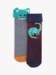 John Lewis Kids' Dinosaur Slipper Socks, Pack of 2