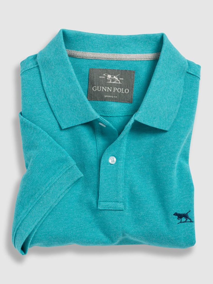 Rodd & Gunn Gunn Cotton Slim Fit Short Sleeve Polo Shirt, Aqua, XS