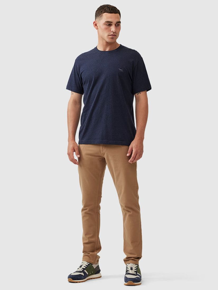 Rodd & Gunn Gunn Cotton Slim Fit Short Sleeve T-Shirt, Navy, XS