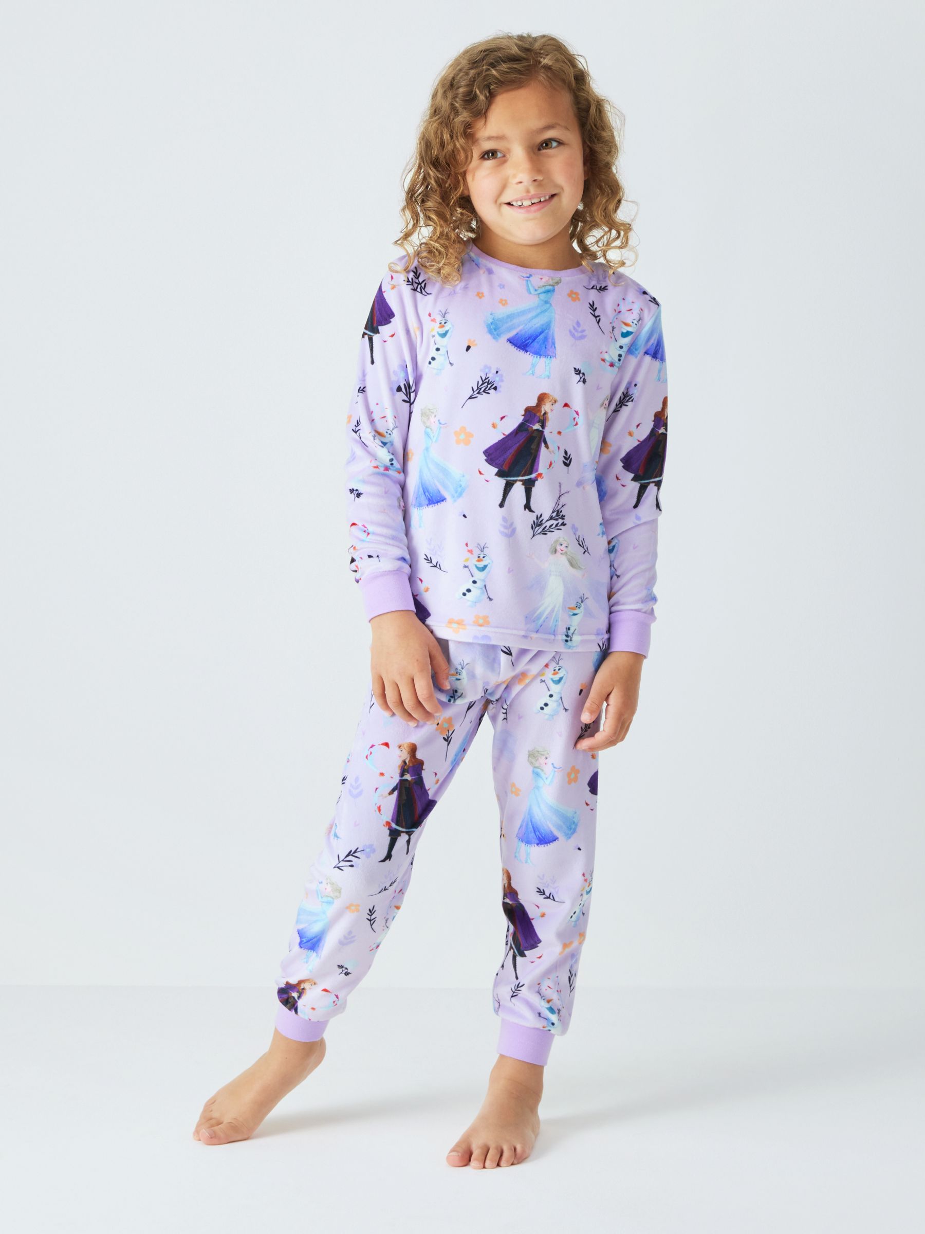 Brand Threads Kids' Frozen Divine Fleece Pyjamas, Lilac, 2-3 years